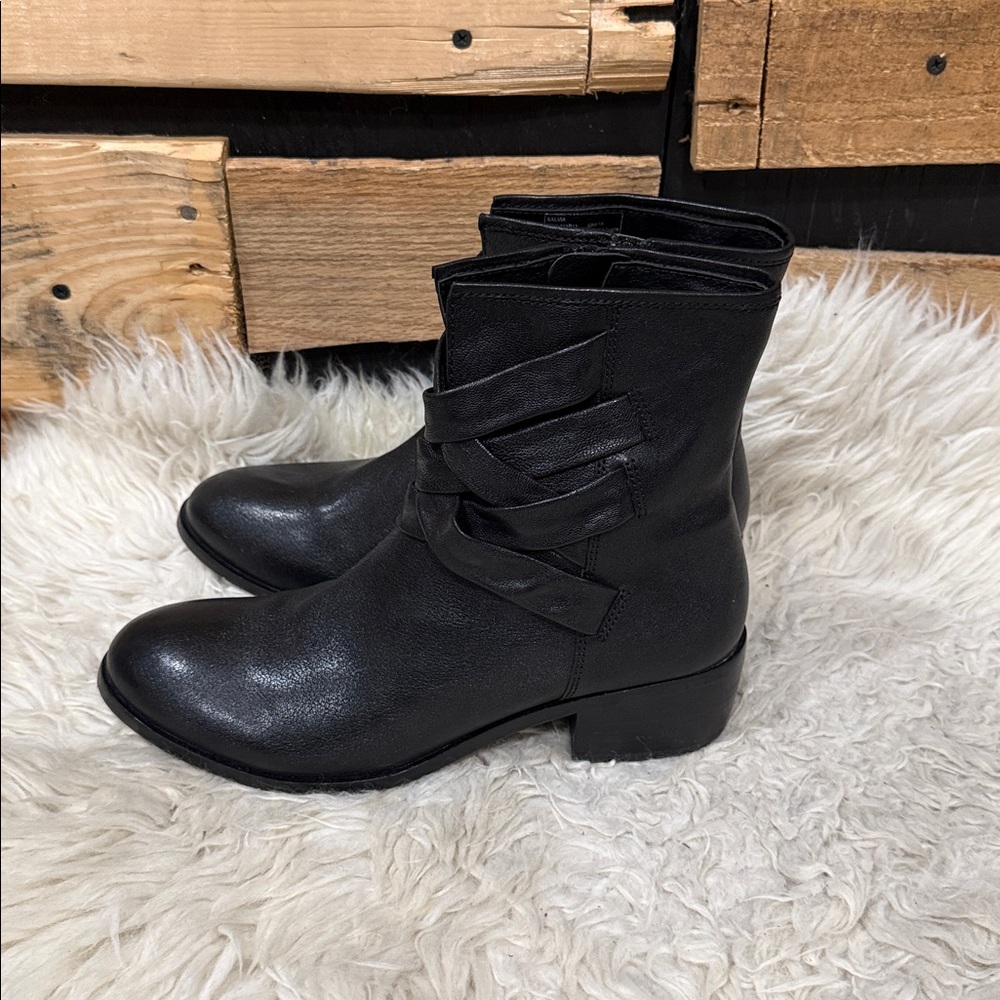 Salvia Greta Black Full Grain Sheep Leather Mid Calf Booties Size 39 EU 8.5 US - Picture 2 of 9